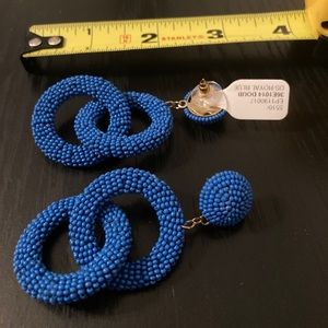 Earrings Royal Blue with Beaded Detail